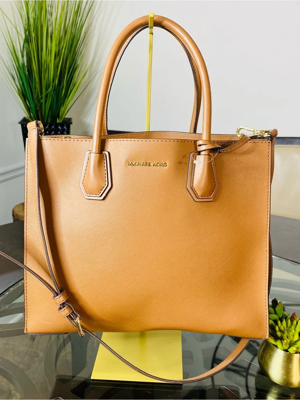 MICHAEL KORS MERCER Large Leather Convertible Tote Acorn Satchel Crossbody